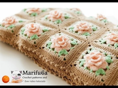 How to crochet blanket afghan with roses free pattern tutorial by marifu6a
