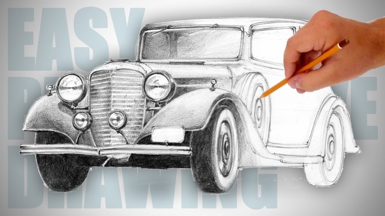 How to draw a retro car - Easy Perspective Drawing 18