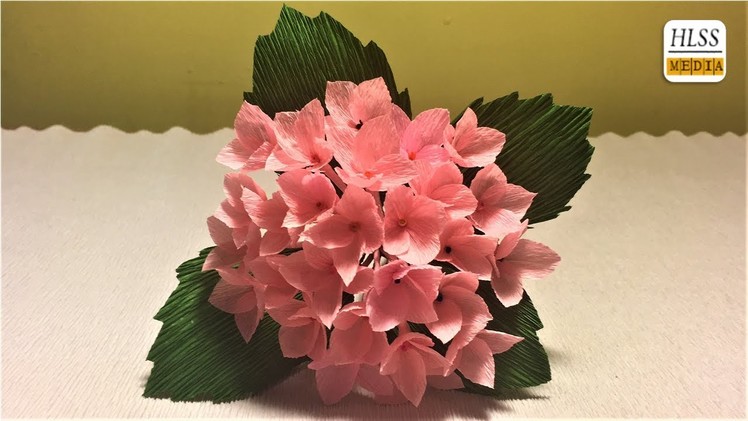 How to make hydrangea paper flower| DIY hydrangea crepe paper flower making tutorials