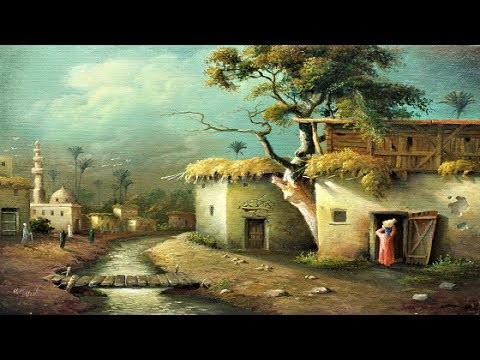 Oil Painting Landscape Egyptian Village By 4 Colors With Yasser Fayad