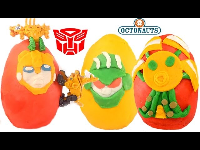 PLAY-DOH TRANSFORMERS, BUMBLEBEE, BOULDER, OCTONAUTS THE SEA SLIMED OCTOPOD SURPRISE EGGS KIDS TOYS