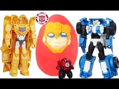 PLAY DOH TRANSFORMERS BUMBLEBEE SURPRISE EGG, ROBOTS IN DISGUISE, CLASH TRANSFORMERS, STRONGARM TOYS