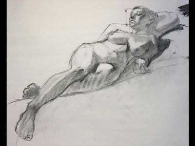 RARE Charcoal Drawing Demo PREVIEW - Foreshortening Explained - Female Reclining by Steve Carpenter