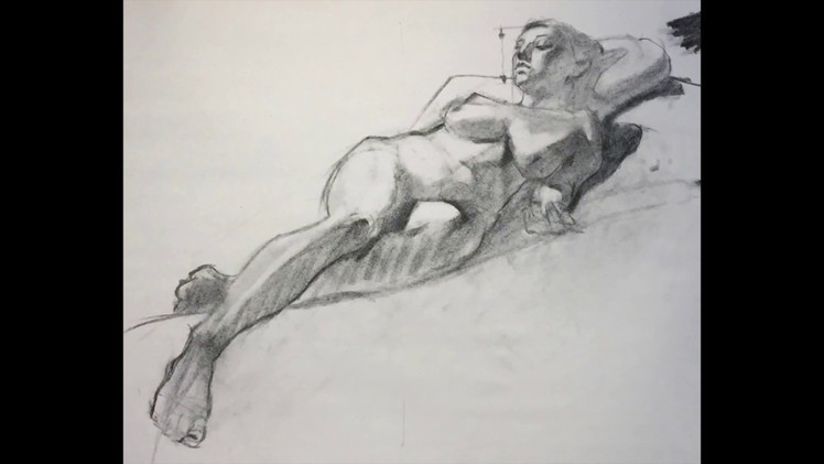 RARE Charcoal Drawing Demo PREVIEW - Foreshortening Explained - Female Reclining by Steve Carpenter