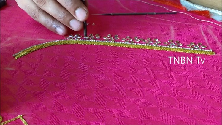 Simple maggam work blouse designs | hand embroidery tutorial for beginners | hand embroidery designs