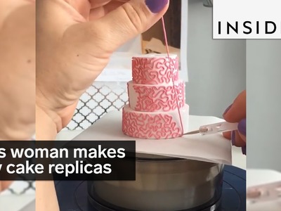 This woman makes tiny replicas of wedding cakes and bouquets