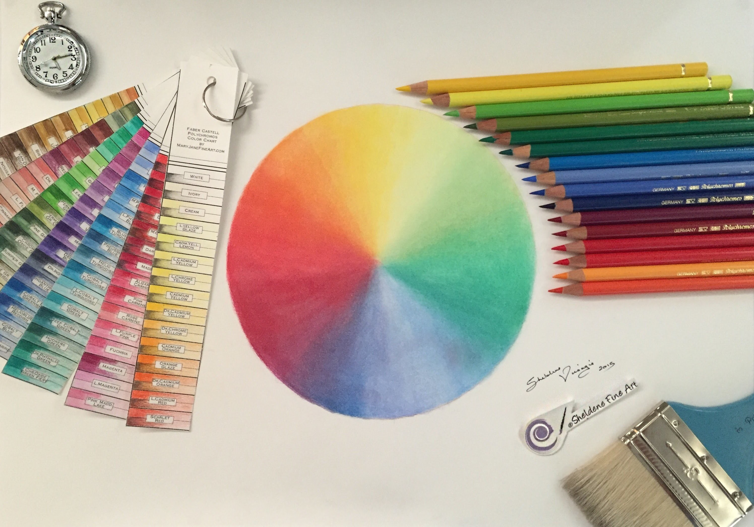 TUTORIAL 12 How to draw a colour wheel with 16 Polychromos pencils