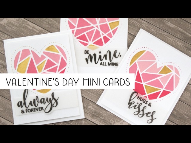 Valentine's day masked heart cards colored with acrylic paint and Nuvo mousse