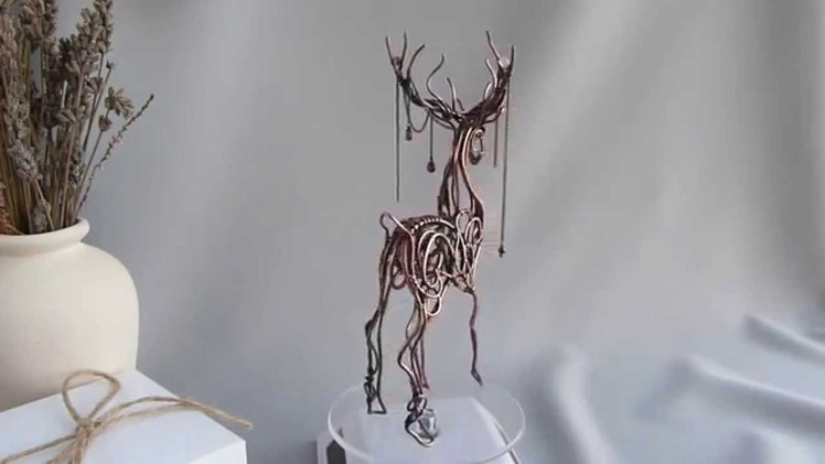 Wire copper Deer - metal sculpture