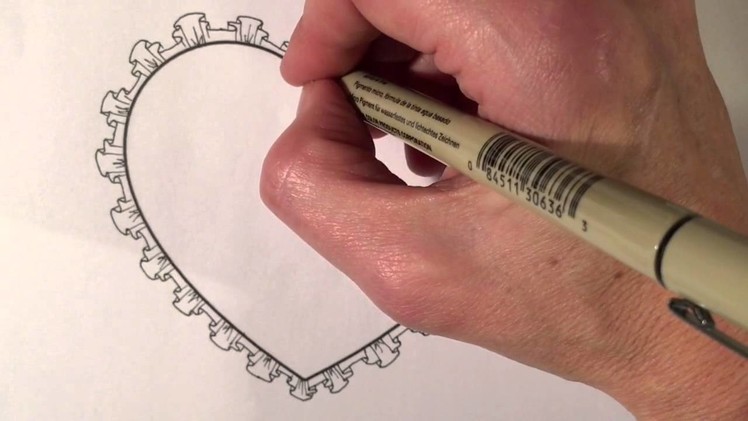 Zentangle Valentine's Heart #5 - Ruflz pattern