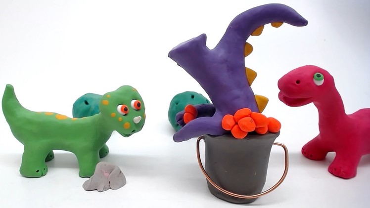 Baby Dinosaur Learn How to Make Good Things Play Doh Stop Motion Cartoon Movies