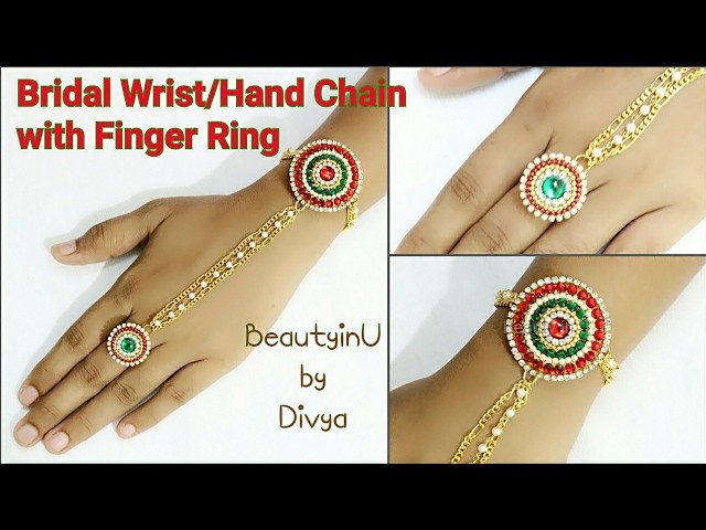 Bridal Wrist.Hand Chain With Finger Ring|How to make Designer Silk Thread Wrist Chain|DIY