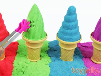 DIY How to Make Kinetic Sand Ice Cream Learn Colors Peppa Pig Tayo Pikachu Paw Patrol Cookie Cutters