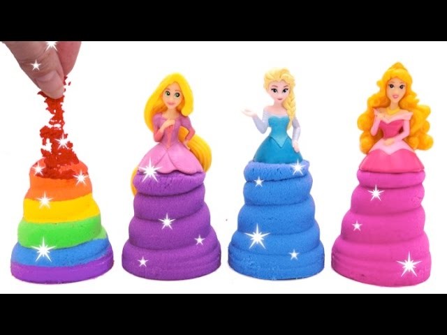 DIY How to Make Kinetic Sand Disney Princess Dresses Learn Colors