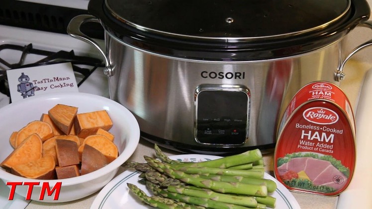 How to make a Ham Dinner with Sweet Potatoes and Asparagus in the Cosori Slow Cooker
