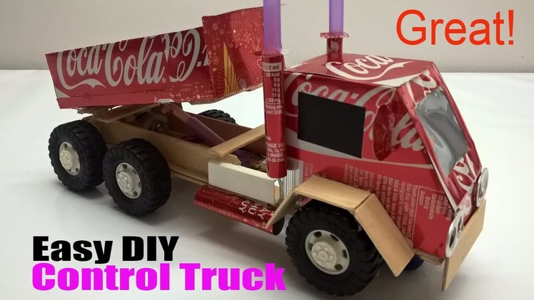 How to make a Truck at home - Car Remote Control using coca cola (Electric Truck)