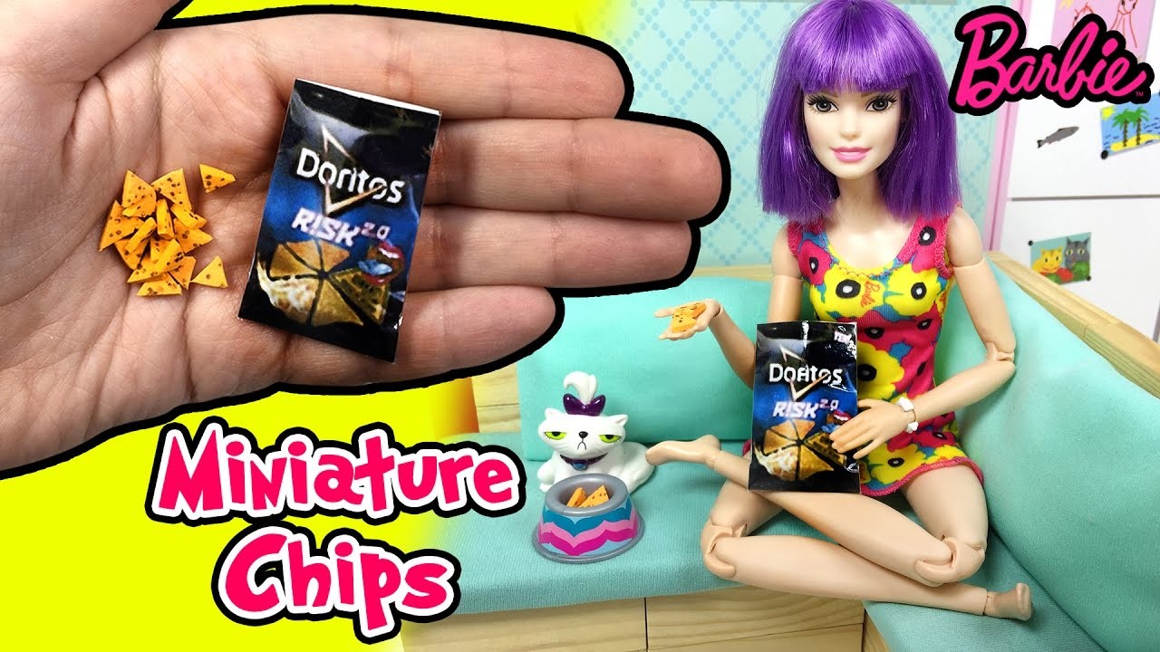 How to Make Barbie Doll Chips and Bag - DIY Easy Miniature Doll Food - Maki...