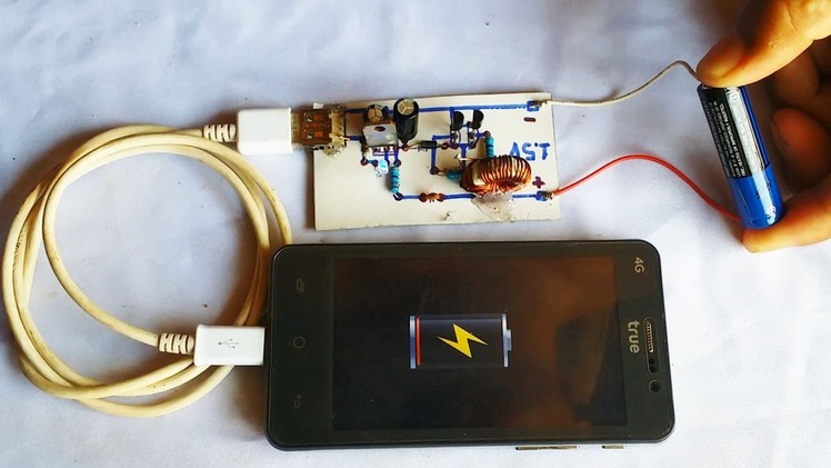 How to make easy Converter from 1.5V to 5V DC USB Charger circuit smart phone