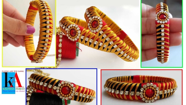How to make Fishtail Silk Thread Designer Bangles - Fishtail Model Silk Thread Bangle Design