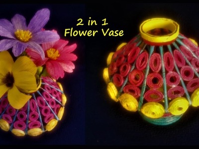 How to make flower vase with newspaper (2 In 1)