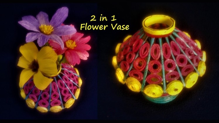 How to make flower vase with newspaper (2 In 1)