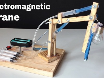 How to Make Hydraulic Powered Crane with Electromagnet at Home