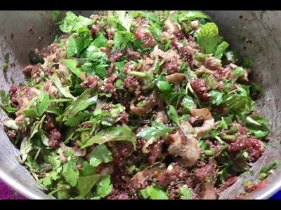 How to make Larb beef bitter & sour Cook  raw ( LAO FOOD ) HOME MADE BY KAYSONE