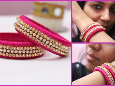 How to make latest designer silk thread pink bangles at home I DIY Easy and Simple Bangles