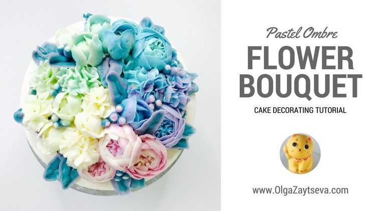 How to make Pastel Ombre Buttercream Flower Bouquet cake. Tutorial trailer