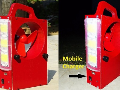 How to Make  Powerful Rechargeable Emergency Light ,Fan ,Mobile Charger at Home( 3 In one )