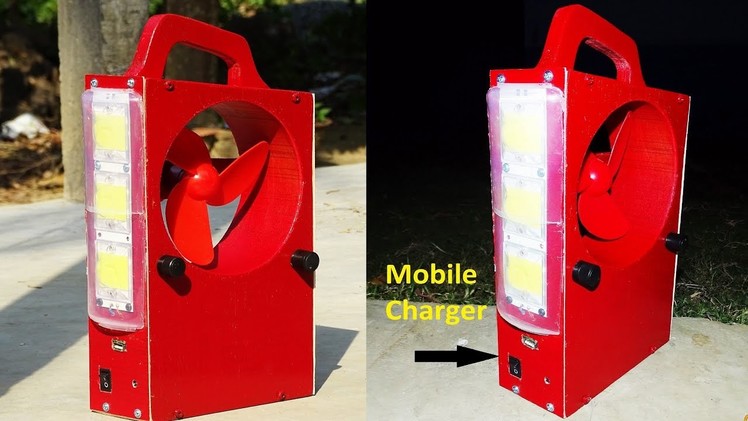 How to Make  Powerful Rechargeable Emergency Light ,Fan ,Mobile Charger at Home( 3 In one )