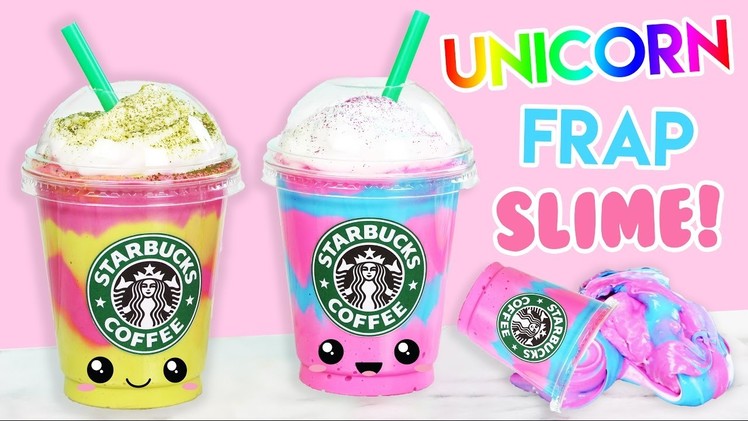 How to Make Starbucks Unicorn + Mermaid Frap FLUFFY SLIME! (No Borax)