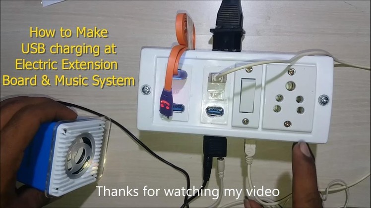 How to make USB charging At Electric Extension Board & Music System
