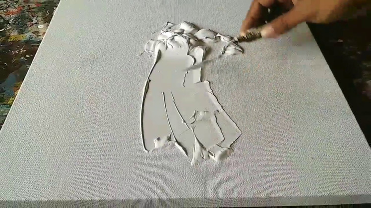 How to texture CANVAS with GESSO for Abstract painting. Demonstration