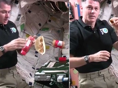 NASA astronaut shows how to make a sandwich in space