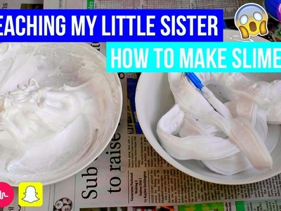 TEACHING MY LITTLE SISTER HOW TO MAKE SLIME!. ITS IZZY????????