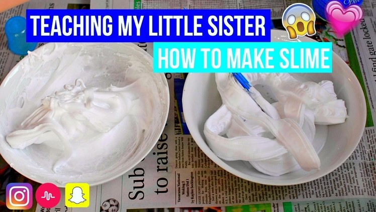 TEACHING MY LITTLE SISTER HOW TO MAKE SLIME!. ITS IZZY????????
