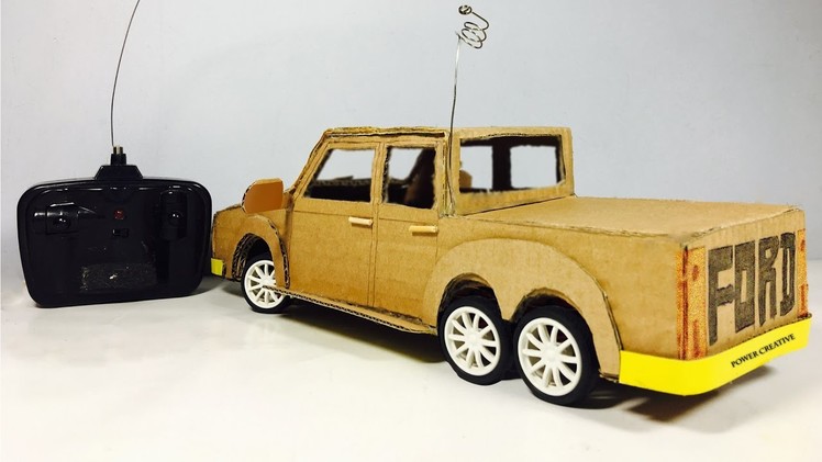 Wow! AWESOME Ford Ranger DIY - How to make a Powered RC Car using DC Motor at home easy