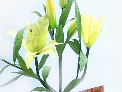 10.2: Làm hoa ly bằng giấy nhún - Lily paper flower tutorial