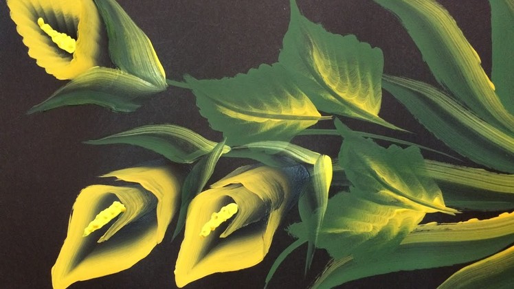 Acrylic Painting- One Stroke Technique, Decorative Art Tutorial- Calla lily