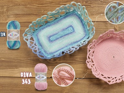 Alize Diva ve Diva Batik ile dekoratif sepet - Decorative basket with Alize diva and diva batik