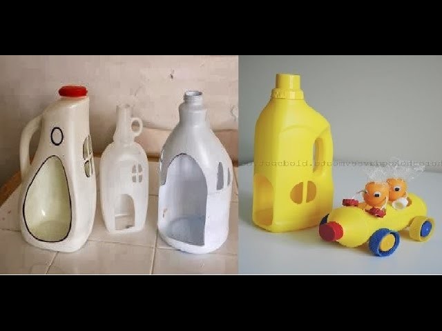Como hacer una casa de muñecas con botellas. How to make a doll houses from plastic containers