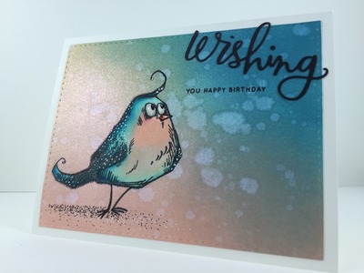 Crazy Birds Birthday Card Using Distress inks and Copics