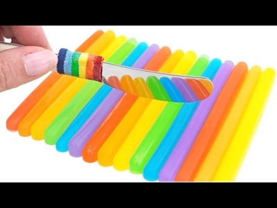 DIY How to Make Rainbow Soft Stick Jelly Gummy Pudding * Learn Colors * RainbowLearning