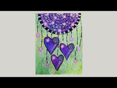 Doodled Mandala Hearts Mixed Media Collage #LoveArt