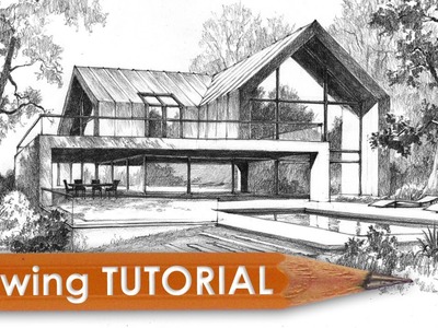 Drawing tutorial - how to draw a modern house