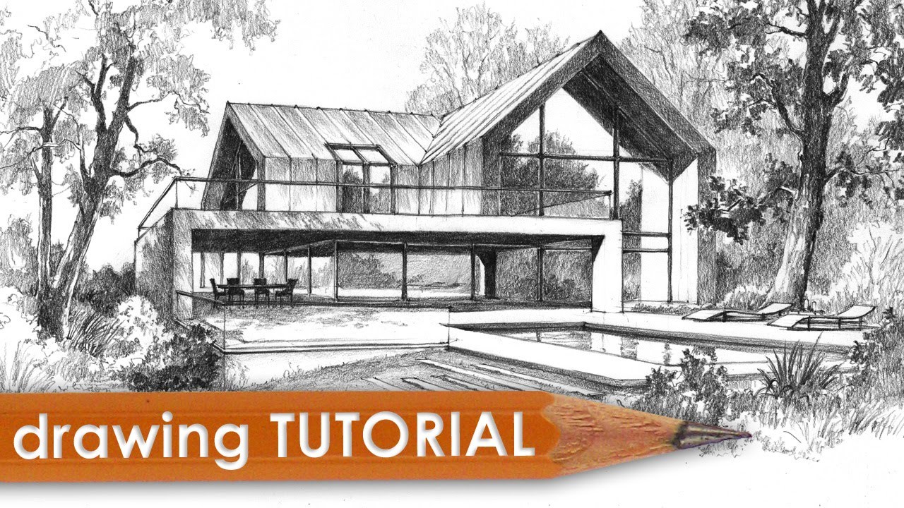 Drawing tutorial - how to draw a modern house