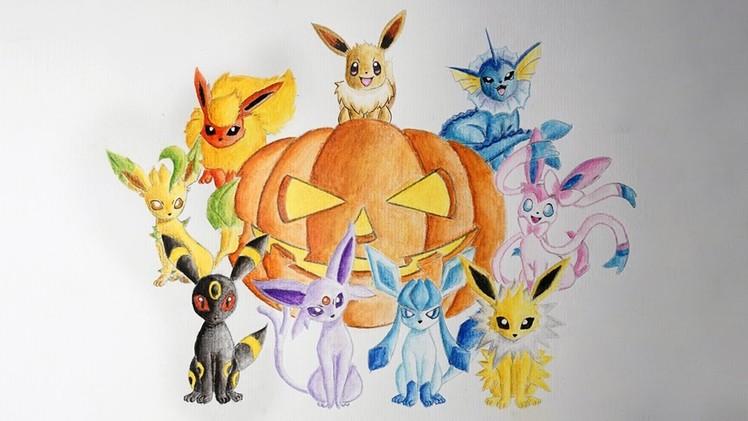 Eevee Evolution Drawing  - Happy Halloween
