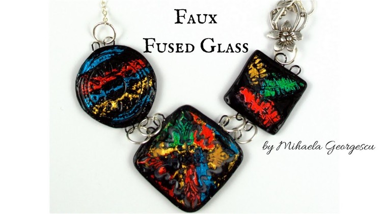 Faux Fused Glass Polymer Clay Tutorial [using nail art foil transfer]