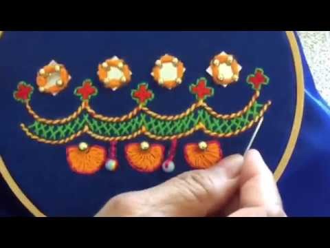 Hand Embroidery easy stitch how to make Balochi stitch with Mirror